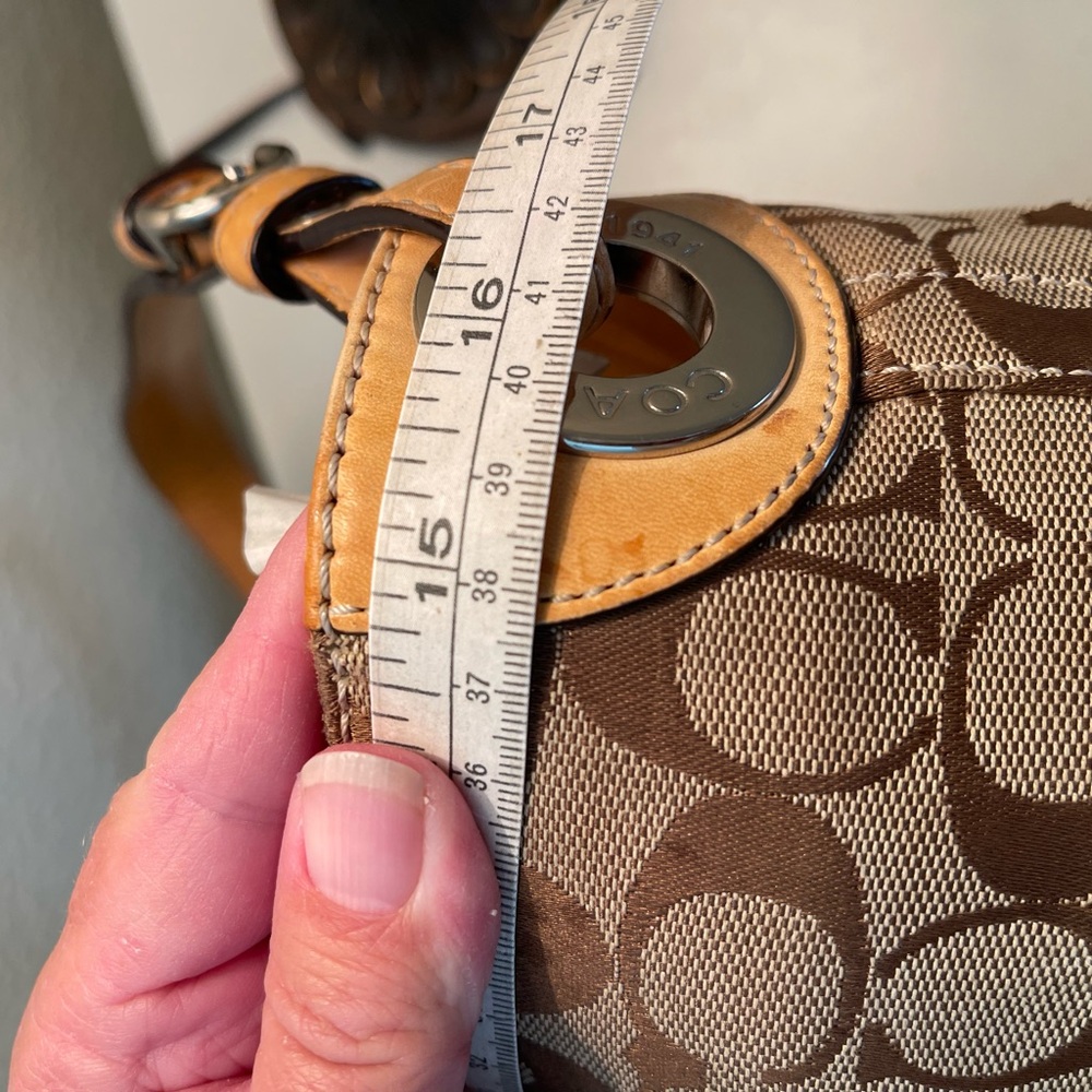 Coach Y2K Vintage Signature Jacquard Canvas Leather Hobo Shoulder bag & wallet - Picture 9 of 16